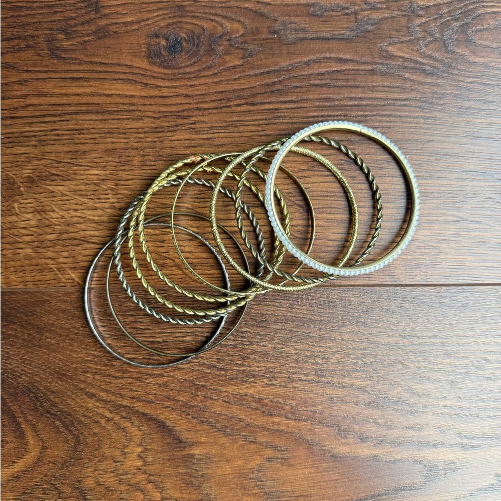 Gold and Silver Bangle Bracelet Set